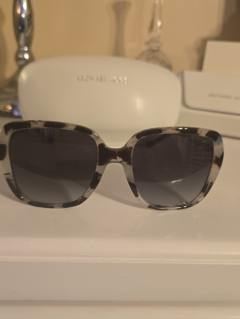 Michael Kors Black and Gray Tortoise Oversized Square Sunglasses